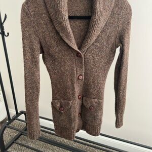 Ralph Lauren Rugby Brown Shawl Collar with Elbow Pads Women's Sweater